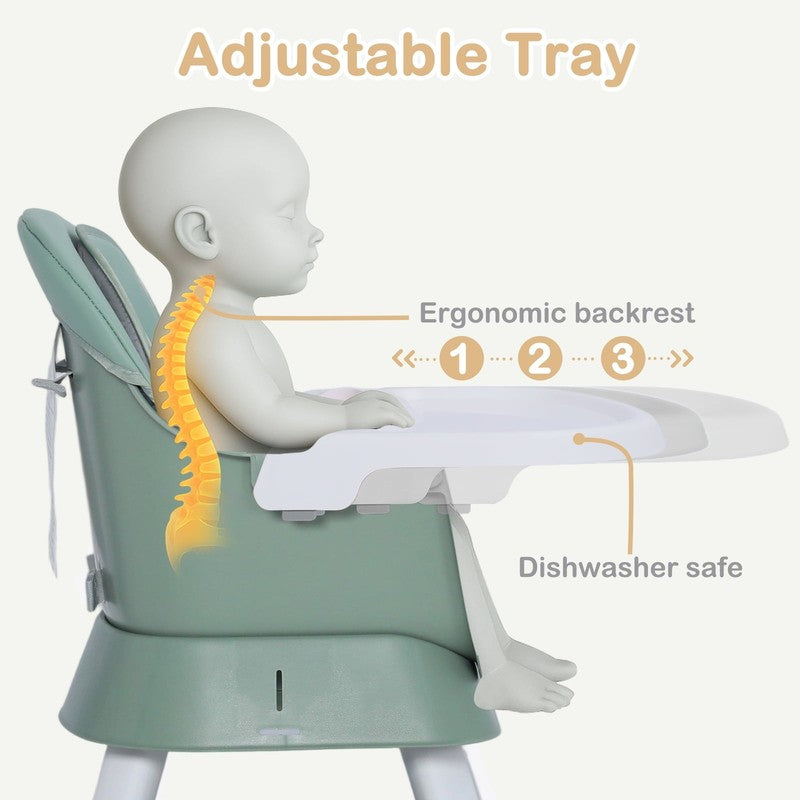 8 in 1 Baby High Chair, Toddler Dining Booster Seat for Eating, Green6