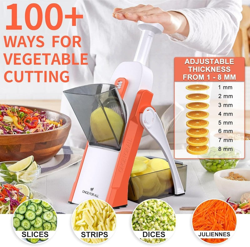 Safe Mandoline Slicer 5 in 1 Vegetable Cutter, Strips Julienne Dicer Adjustable 2
