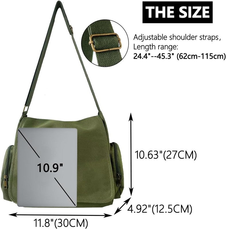 Pattern Messenger Bag Cute Canvas Crossbody Shoulder Handbag Pockets Unisex3