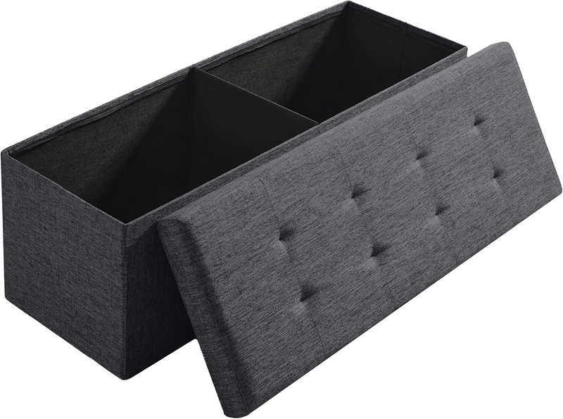 43'' Folding Storage Ottoman Bench Foot Rest Chest Bedroom Large Dark Gray8