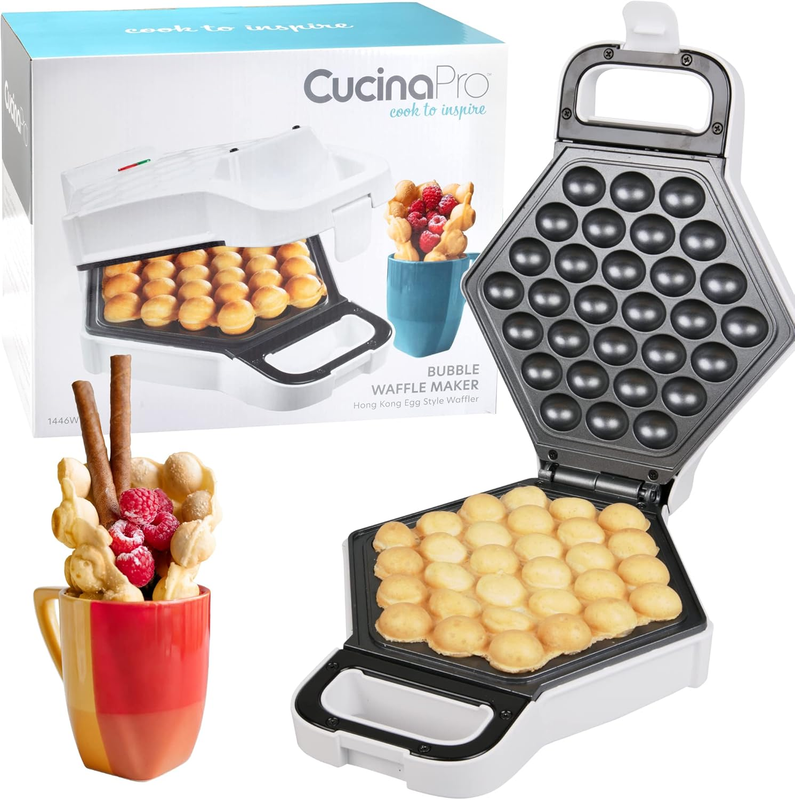 Bubble Waffle Maker  Electric Nonstick Hong Kong Egg Waffler Iron Griddle W Read0