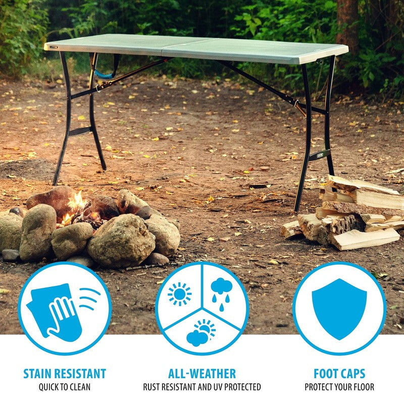 “ 5 Foot Fold In Half Table – Portable Indoor/Outdoor Utility Table for Camping,6