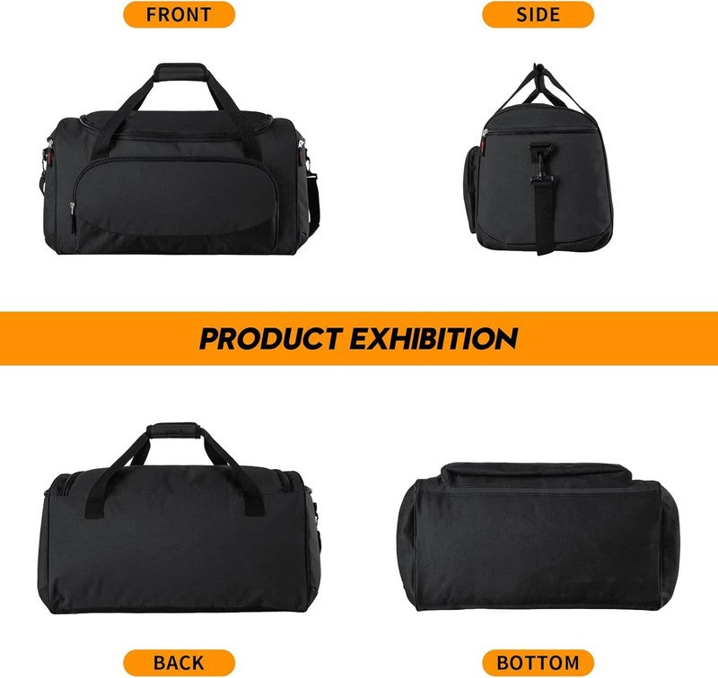 55L Large Gym Duffle Bag for Men Black Durable Travel Workout Sports5
