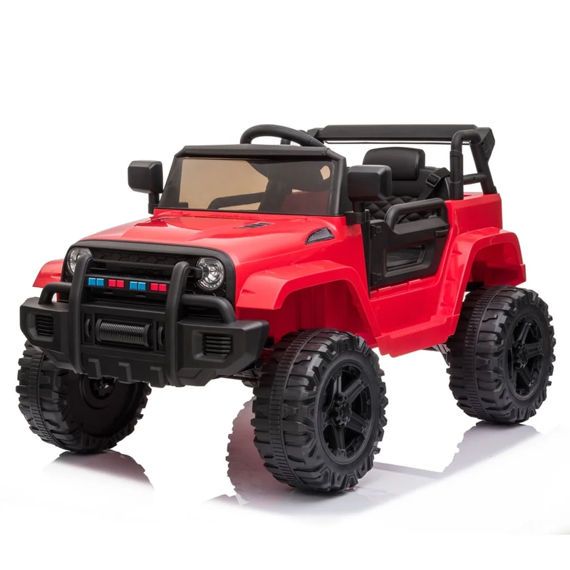 12V Electric Remote Control Kids Ride-On Truck with LED Lights & Seat Belt - Red0