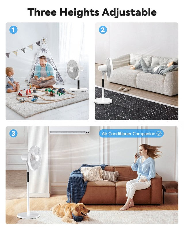 Oscillating Pedestal Fan, 7 Blades 3 Speeds 9H Timer Standing Floor Fan with Rem3