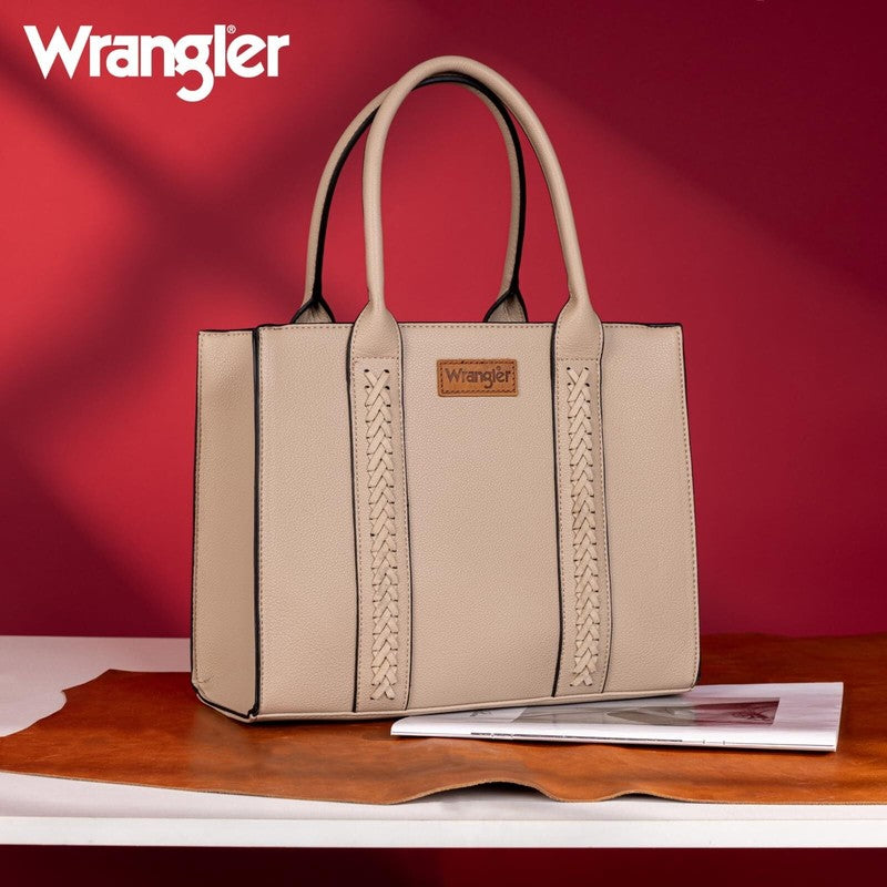 Wrangler 3Pcs Handbags Set Tote Bag & Medium Crossbody Purse & Wallet, Tan2