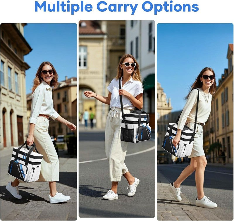 20L Expandable Double Deck Insulated Lunch Bag White Cooler7