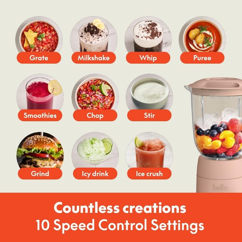 10 Speed Blender Juicer Smoothie Maker 48Oz Slim 450W Blossom Dishwasher Safe4