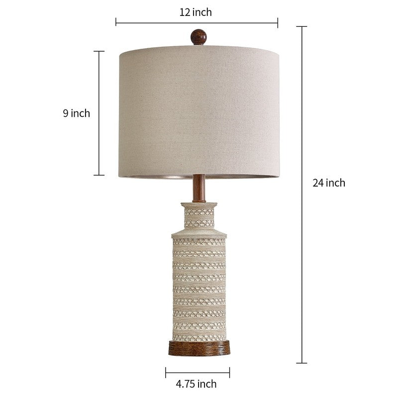Bedside Lamp Set of 2 for Bedroom 24" Traditional Living Room Resin Nightstand T6
