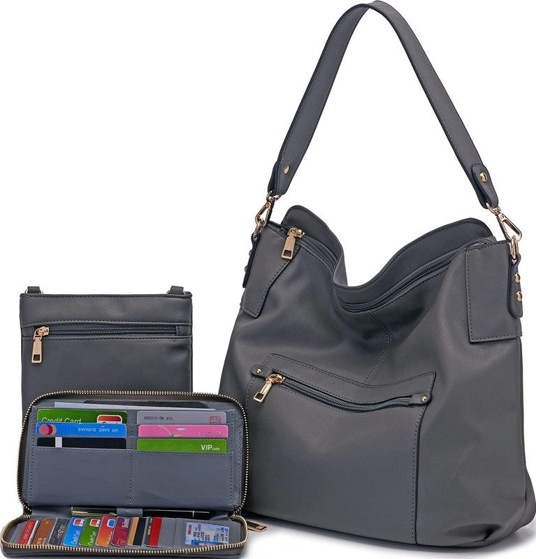Women Large Crossbody Bag Shoulder Handbag Purse Wallet Set Hobo Tote6
