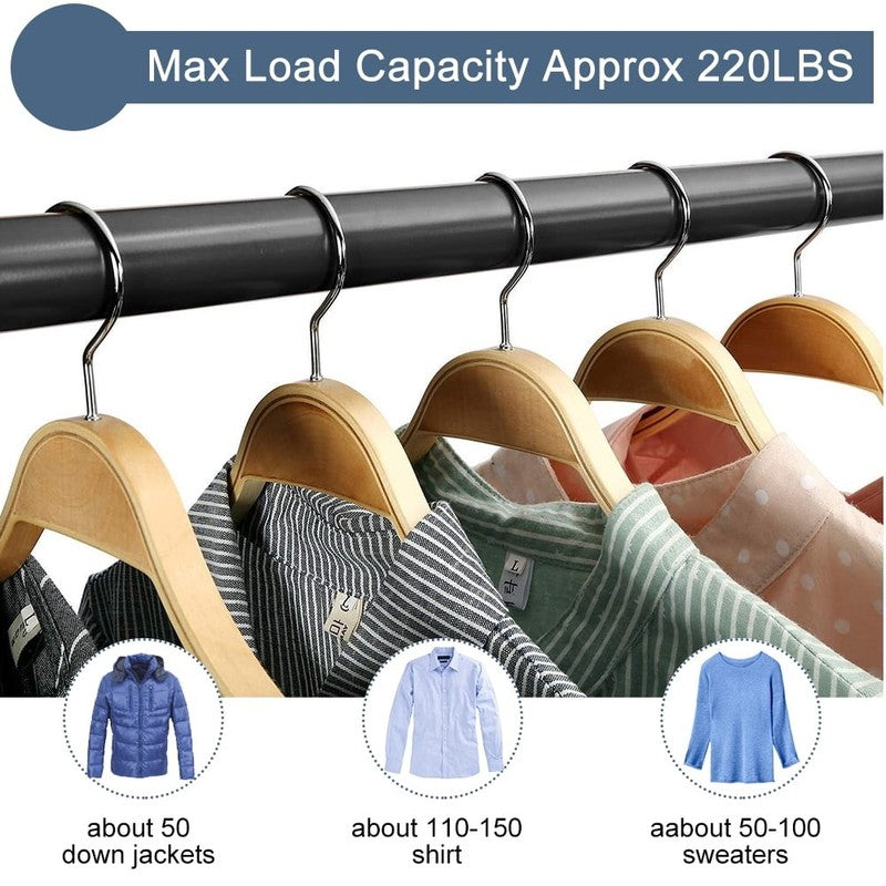6Ft Heavy Duty Clothes Rack with 4 Wheels Rolling Garment Organizer Black4