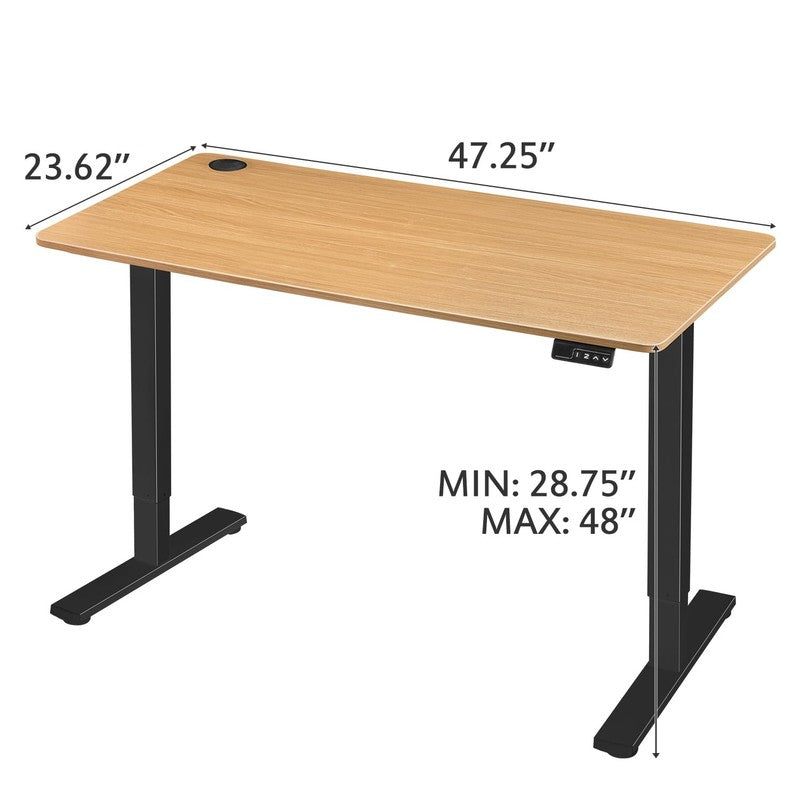 48"×24" Electric Height Adjustable Standing Desk T Shaped Metal Black/Wood3