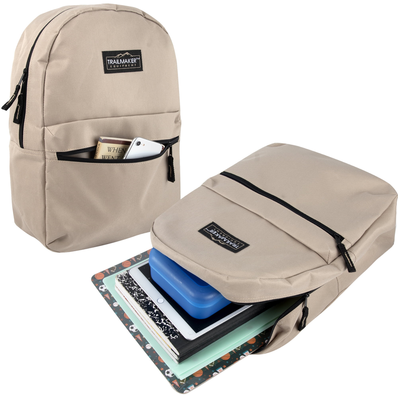 17 Inch Classic Backpack Khaki School Travel Work Gym Bookbag2