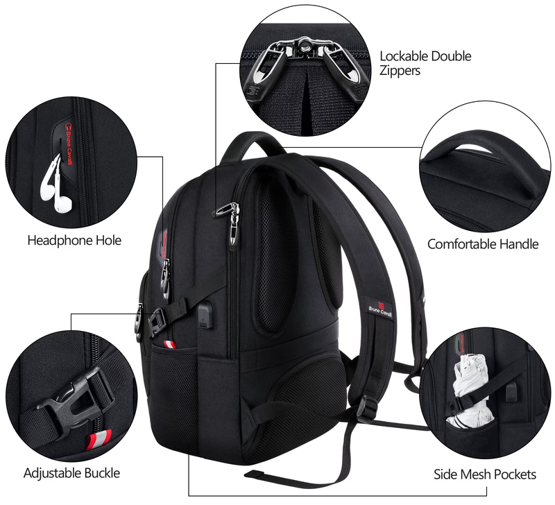 Laptop Backpack USB Charging Port Water Resistant Work Business Bag Men2