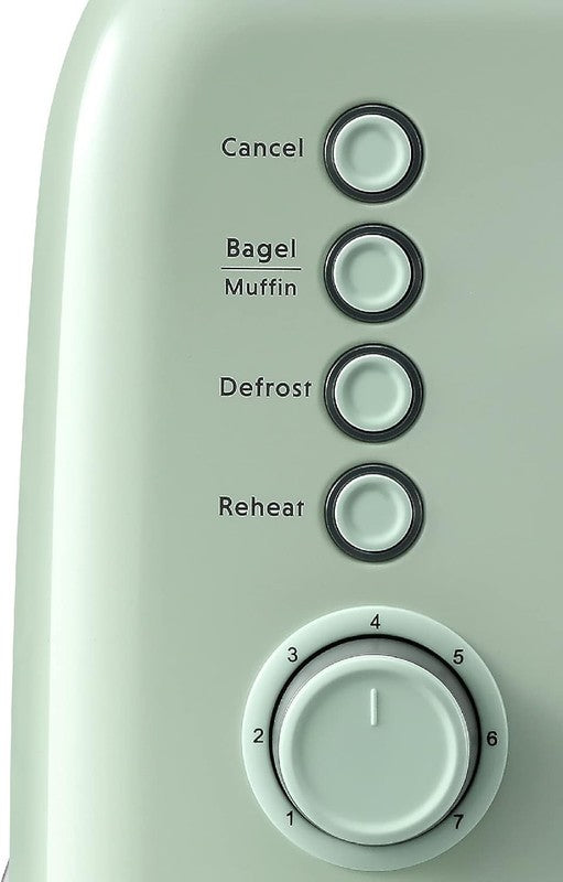 Retro 2 Slice Toaster Extra Wide Slots Stainless Steel 7 Shade Muffin Green7