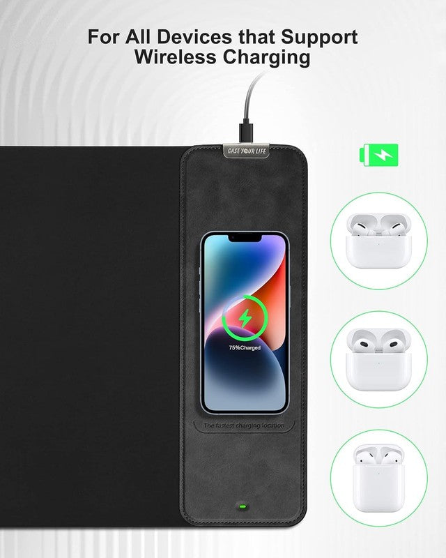 Wireless Charging Mouse Pad, Large Gaming Desk Mat with Non-Slip Base4