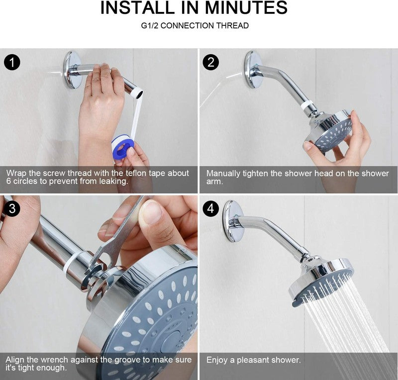 5 Mode High Pressure Shower Head 4" Fixed High Flow Brushed Nickel Recommended6