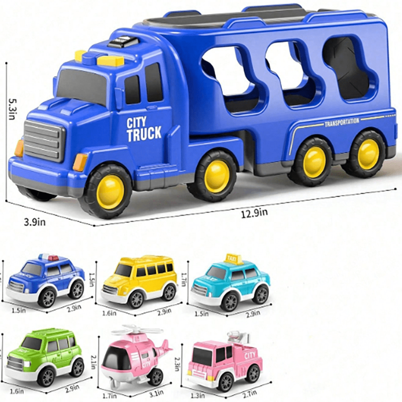 Toddler Storage  Big Truck Toys for Kids Baby Big Inertia Car Toys with 6 Car fo1