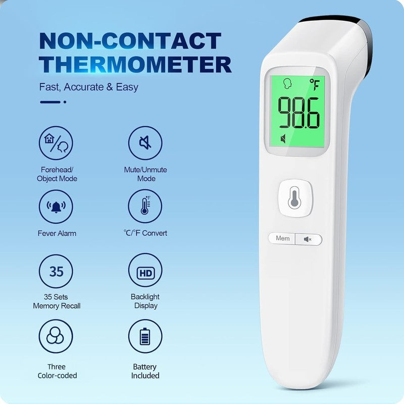 No-Touch Digital Thermometer for Adults & Kids, Fever Alarm, Silent Mode1