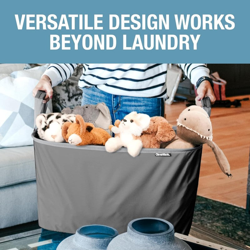 Collapsible Laundry Basket Hamper 2-Pack 60L Luxe Mocha Foldable Organizer4