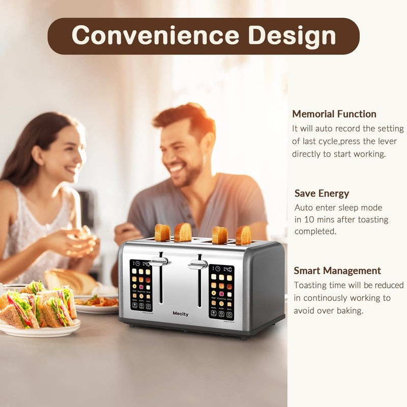 4-Slice Touchscreen Toaster Stainless Steel 6 Browning Wide Slots Gray4