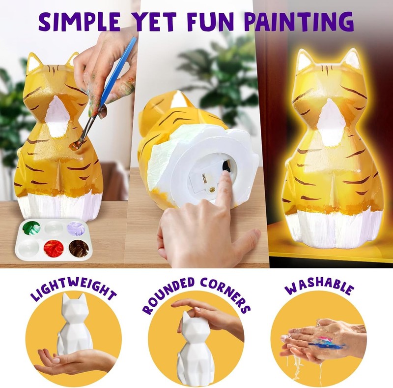 DIY Cat Lamp Painting Kit - Fun Arts & Crafts for Kids Ages 3-123