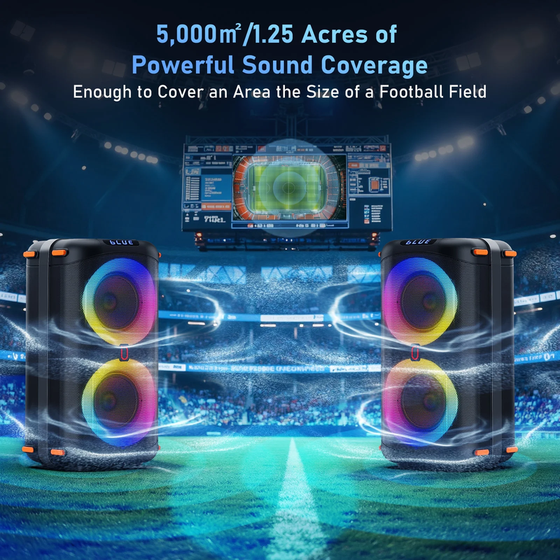 Bluetooth Party Speaker Dual 6.5in Subwoofer LED Lights Deep Bass Portable11