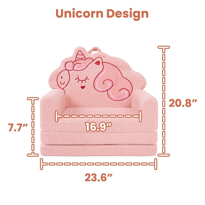 Beavtaens Toddler Couch Pink Unicorn 53" Extra Large 2 in 1 Flip Open Kids Sofa2