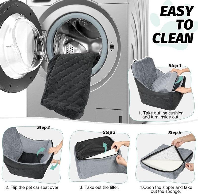 Dog Car Seat up to 35lbs Washable Memory Foam Anti Slip Black/Grey Medium4