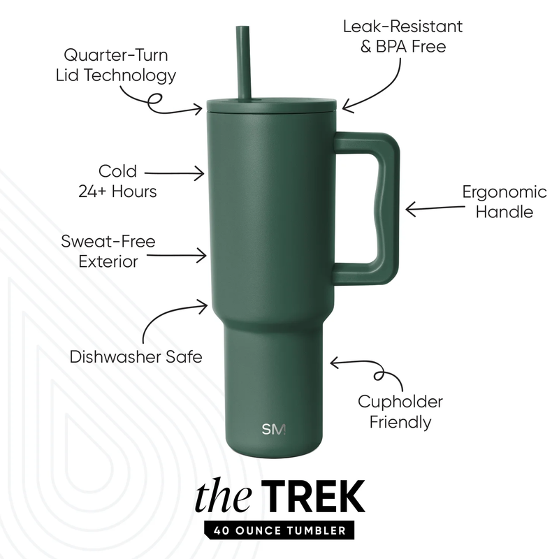 40 Fl Oz Insulated Stainless Steel Trek Tumbler with Straw Lid | Forest1