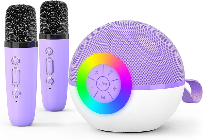 Portable Mini Karaoke Machine with Bluetooth & LED Light for Kids (Purple)10