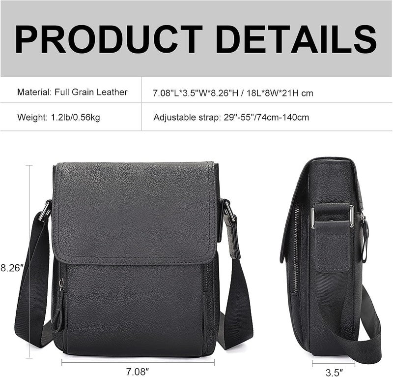 Leather Messenger Crossbody Bag Men Work Business Casual Adjustable Stra5