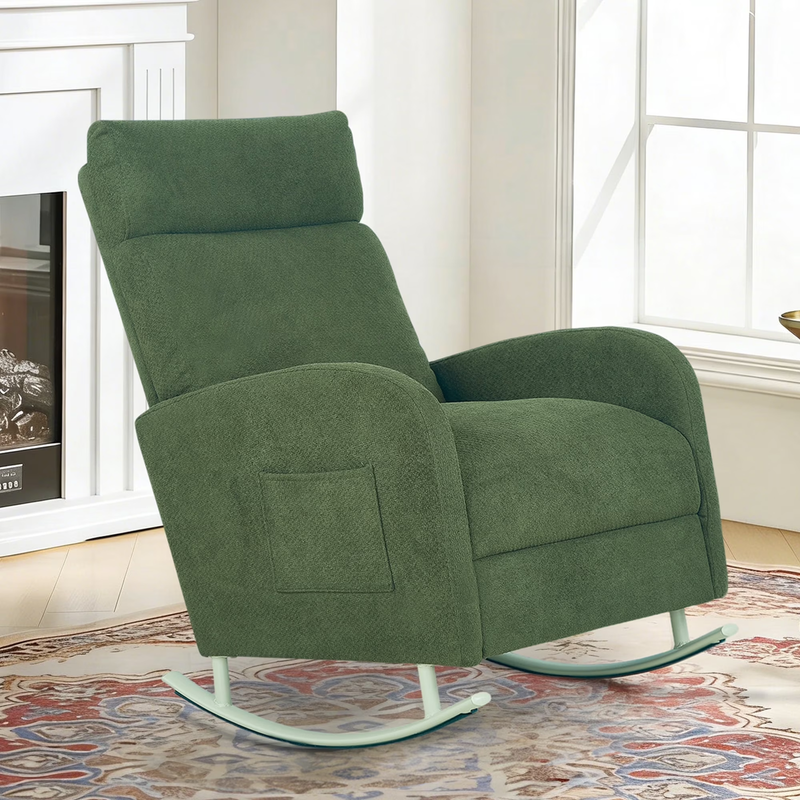Modern Chenille Rocking Chair for Living Room,Glider Chair for Nursery, with Sid0