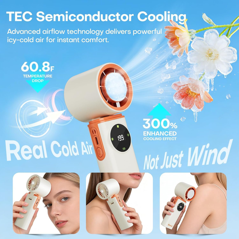 Ice Cooling Handheld Fan 6000mAh 199 Speed Turbo 20000RPM Portable White1