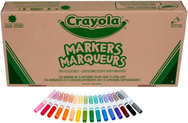 Bulk Broad Line Markers Classpack (256 Ct) - Essential School Art Supplies1