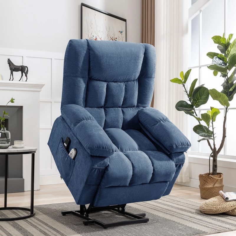 Power Lift Recliner Chair Heat Massage USB Port Infinite Position Blue0