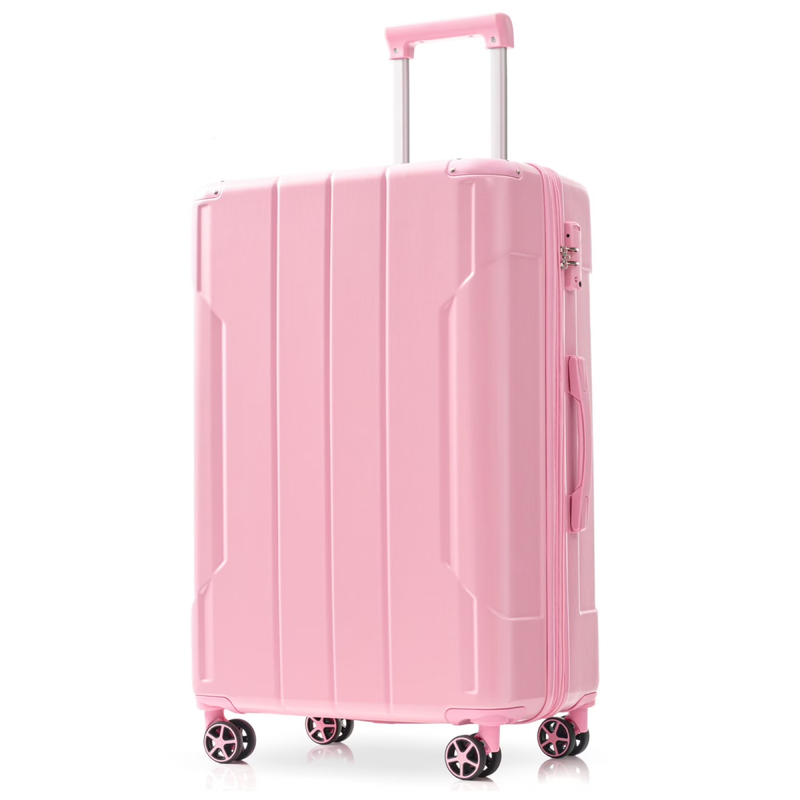 24" Checked Luggage 65L Hardshell Suitcase TSA Lock Spinner Wheels Pink10