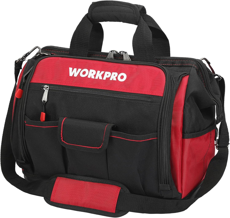 16" Wide Mouth Tool Bag 46 Pockets Waterproof Rubber Base Organizer9