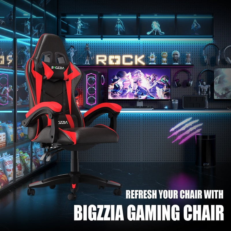 Gaming Chair with Adjustable Headrest & Lumbar Support, Height Adjustable, Red2