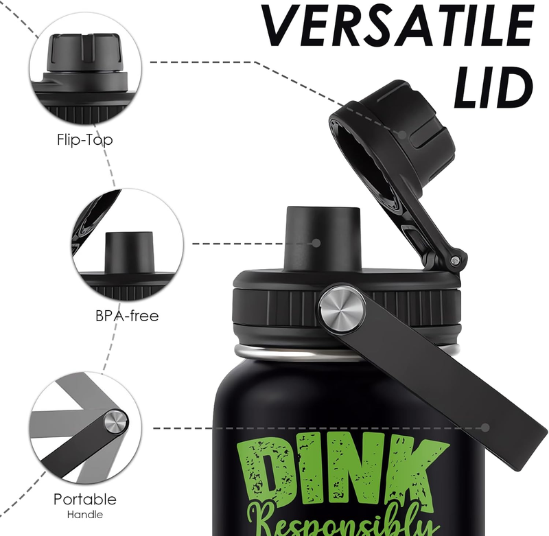 32oz Pickleball Insulated Water Bottle Stainless Steel Tumbler Proof Hot Cold6