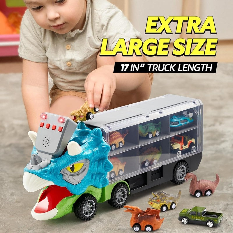 13 in 1 Dinosaur Toys for Kids 3 5, Triceraptor Dinosaur Truck with 12 Pull Back6
