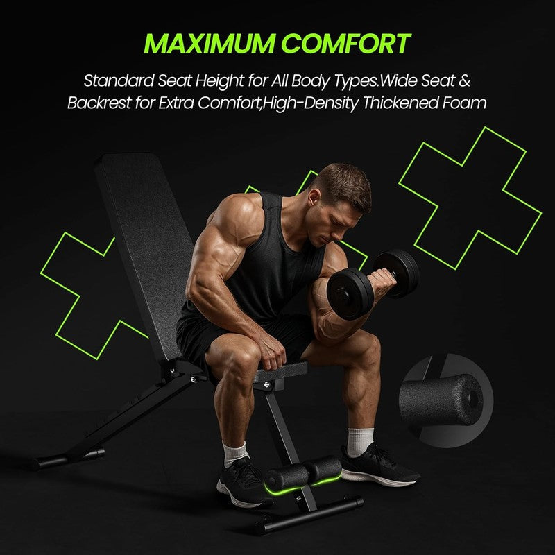 Foldable Weight Bench 600LBS Incline Decline Flat Home Gym Workout3