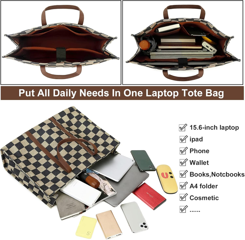 Laptop Tote Bag 15.6” Women Work Canvas Shoulder Messenger Handbag4