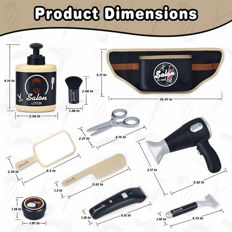 Kids Barber Shop Playset 10Pc Pretend Shaving Kit with Storage4