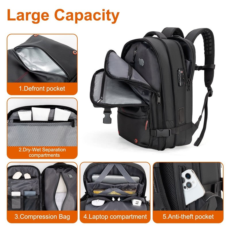 80L Vacuum Travel Backpack Built-In Pump TSA Lock Water Resistant Carry On4