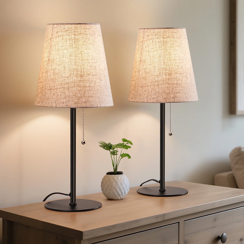Table Lamps Set of 2 for Living Room Bedroom Pull Chain Switch8