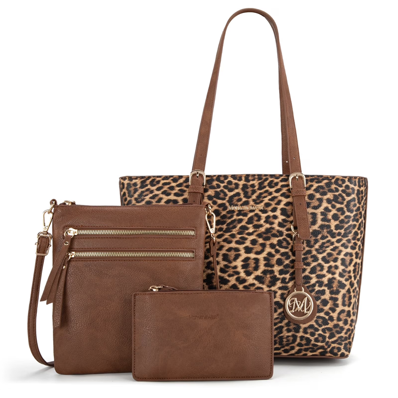 Purses for Women Tote Bag 3Pcs Set Leopard Print Satchel Handbags6