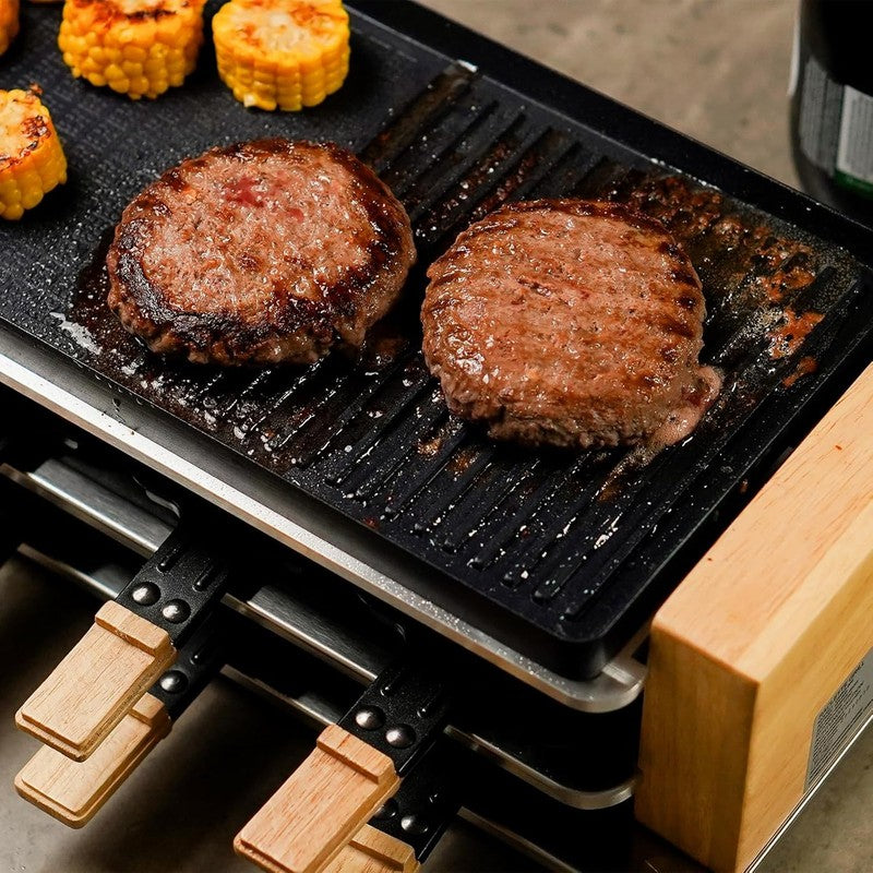 2 in 1 Electric Raclette Table Grill Korean BBQ Nonstick 8 Cheese Pans1