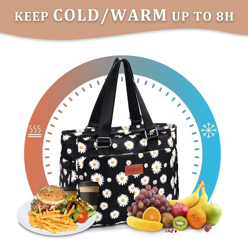 Large Floral Insulated Lunch Bag Women Leakproof 12L Cooler Tote for Work Picnic3