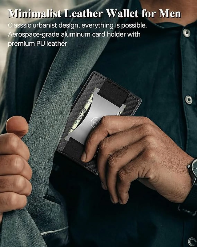 Minimalist Slim Wallet, Men Wallets with POP up Card Holder, RFID Blocking6